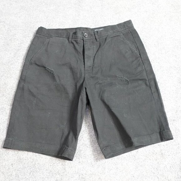 Allsaints Mens Bora Shorts 30 Black Distressed Solid Button Fly - Picture 1 of 14